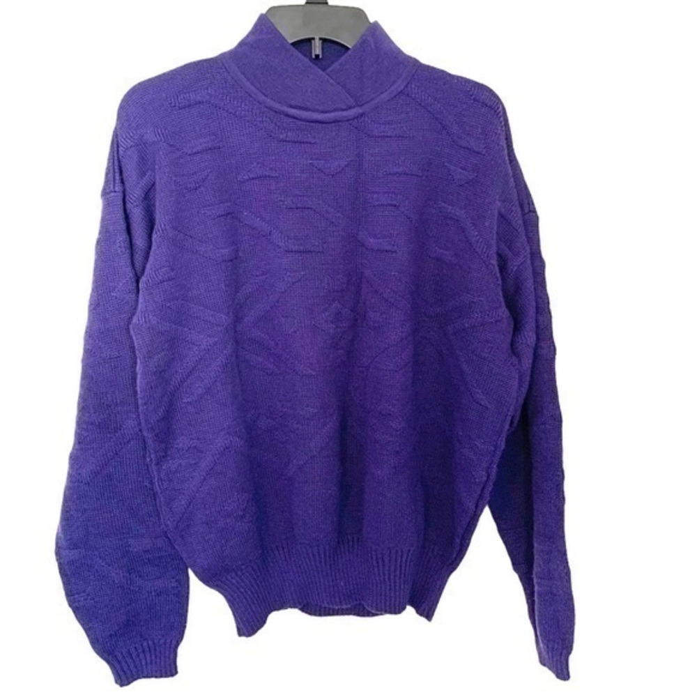 Vintage Obermeyer Wool Sweater Mock Neck Purple Size M